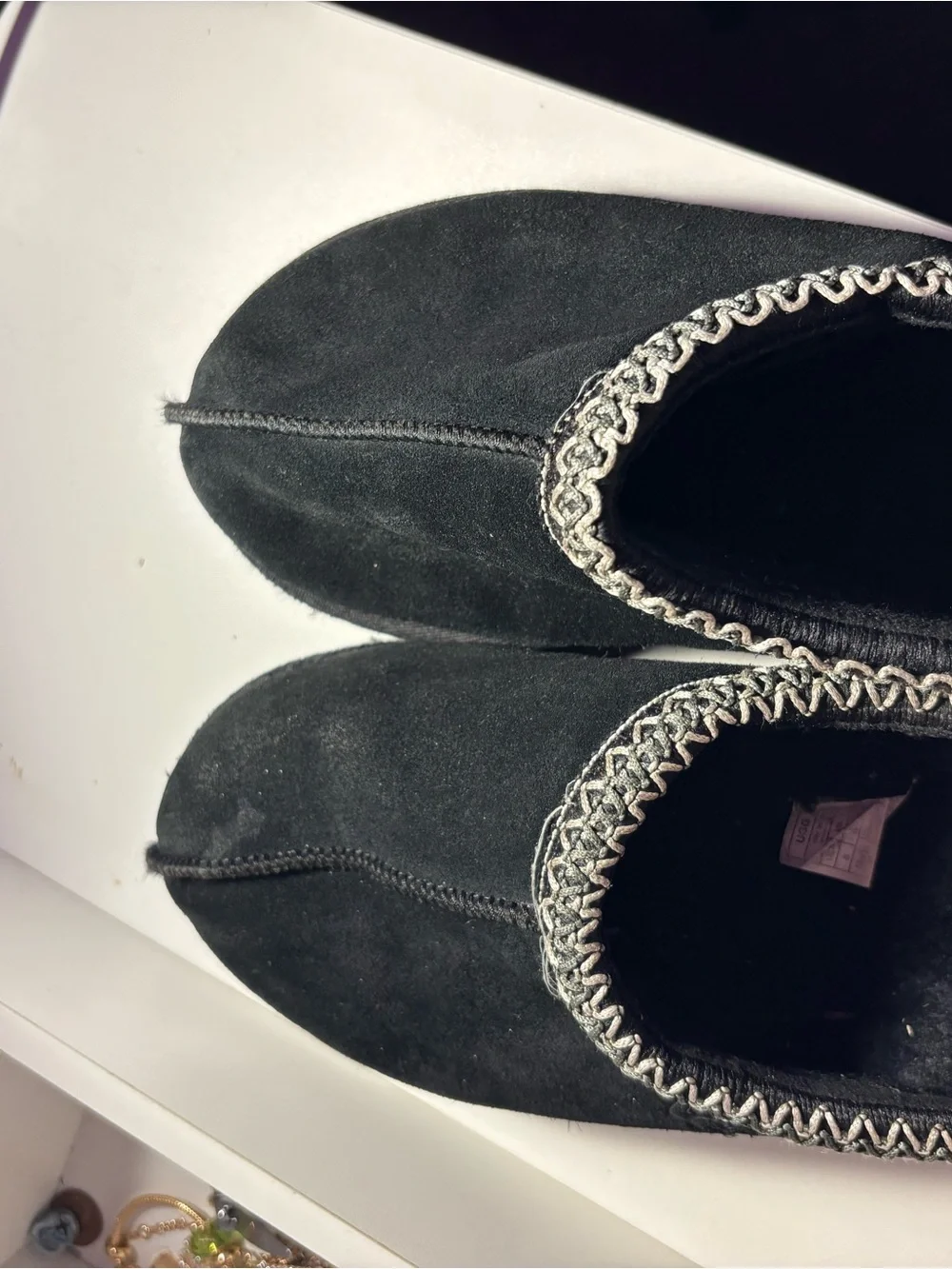 Kids Black Slip-On Moccasin Slippers